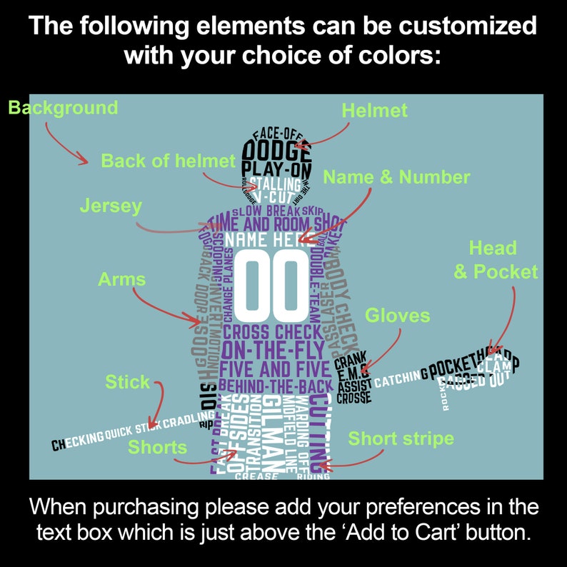 Custom Name and Number Lacrosse Player Printable Digital Etsy