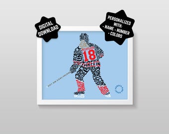 Ringette Player Word Art Digtal Download: Customized With Name & Number And In Any Colors