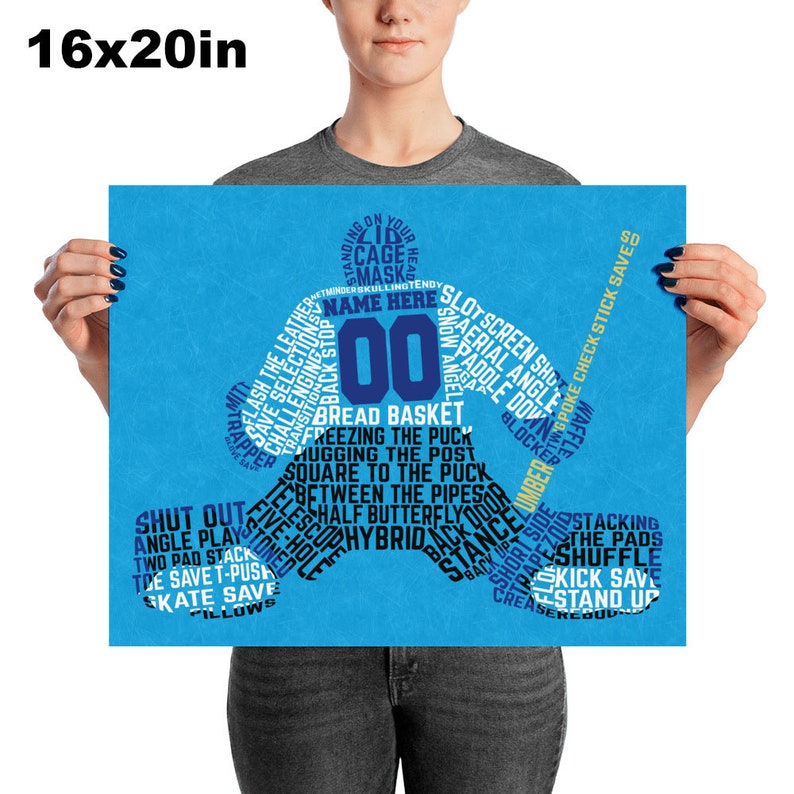 Custom Name And Number Hockey Goalie Print Downloadable Etsy