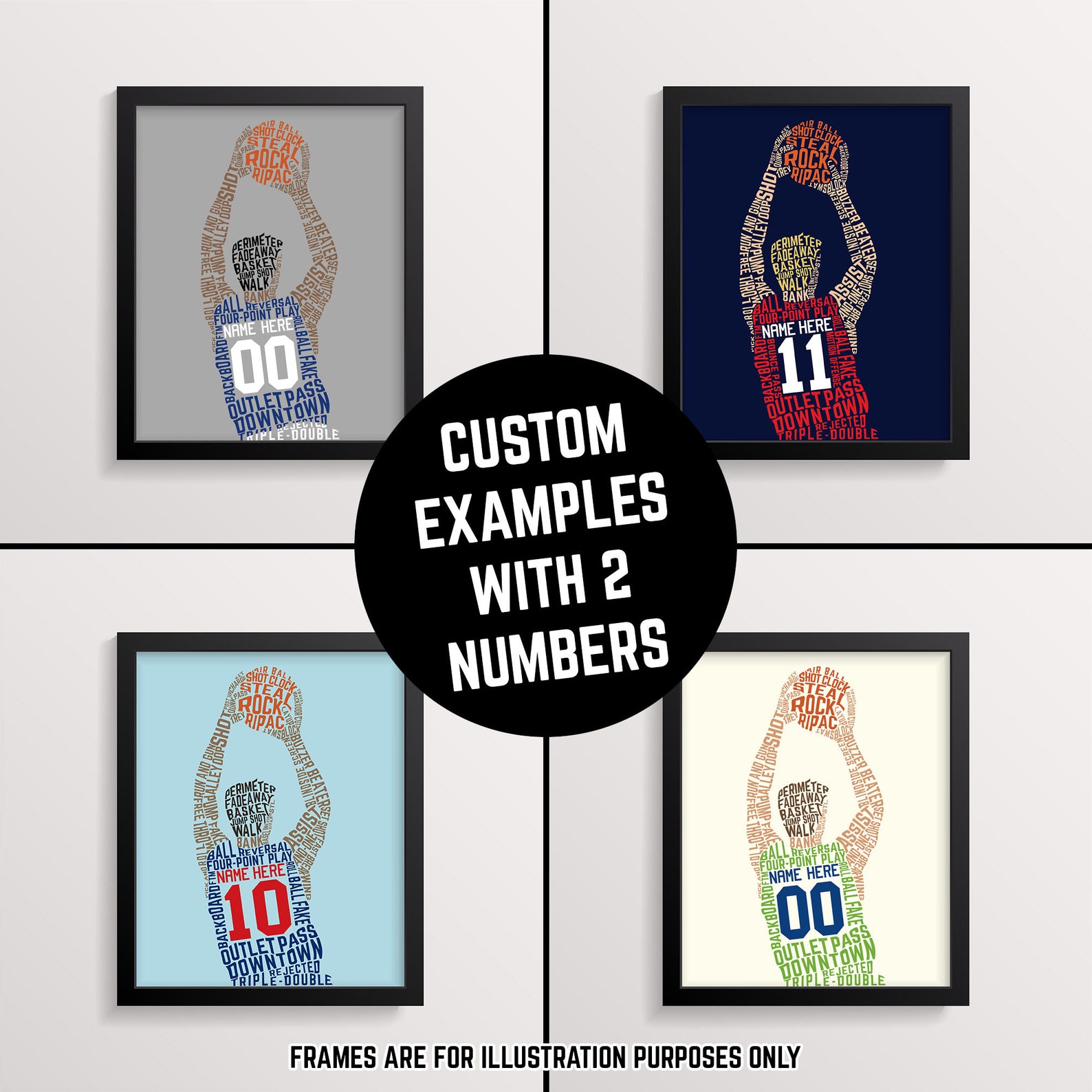 Basketball Word Art Print Customize With Name & Number Etsy