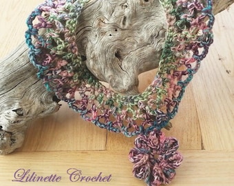 Ladies Ruffles Necklace Crochet pattern Instant PDF download, English, Flower, Cowl, Shawl