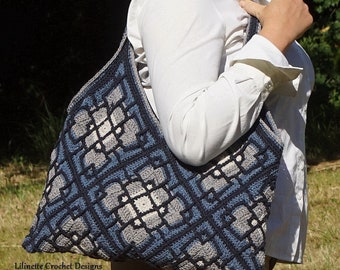 Palsan | Crochet Tote bag and Afghan Block Pattern, Instant PDF download, English, shoulder bag | shopper | handbag