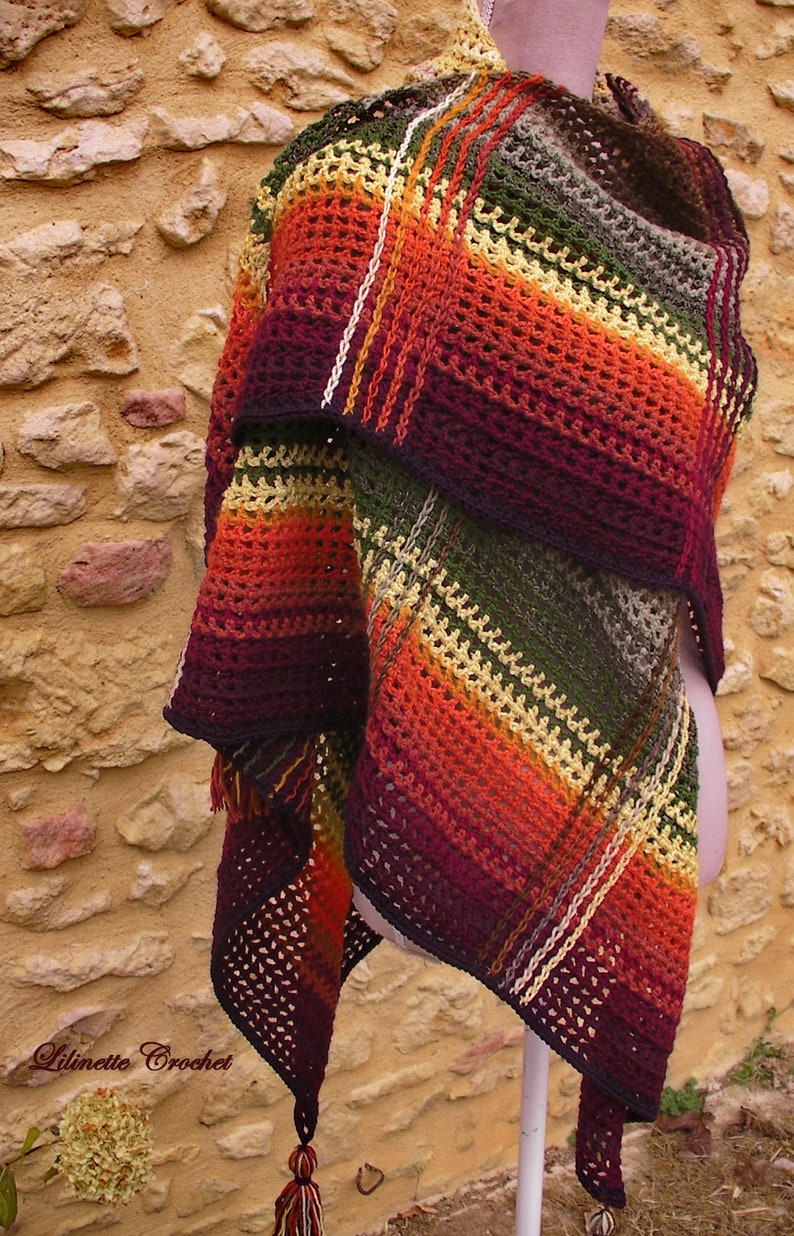 Hiedra Triangle Wrap Crochet Pattern Instant PDF download, English, Wrap, Shawl, Ruana image 7
