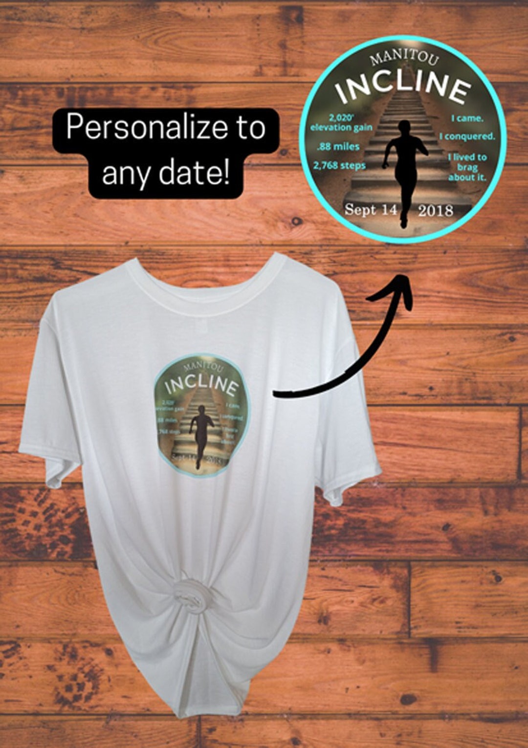 Manitou Incline Tshirt With Customized Date, Unisex Design, Soft