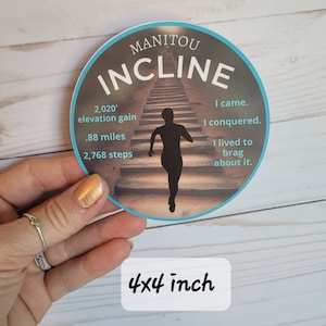 VINYL STICKER of Manitou Incline, Colorado, Incline Stairs, Water Bottle Decal, Mountain, Sticker, railroad hike