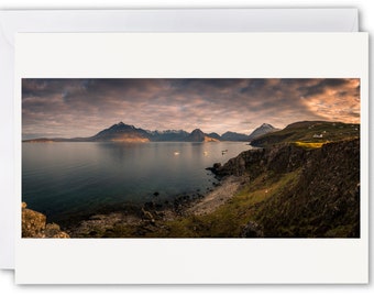 Elgol y Cuillins, Isla de Skye - Tarjeta de felicitación con paisaje de Escocia - Interior en blanco