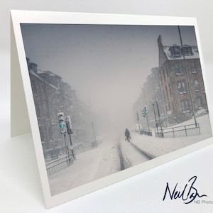 Nelson Street Greenock Snow Scene - Carte de voeux Écosse par le photographe paysagiste écossais Neil Barr - Intérieur vierge