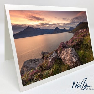 Cullin Hills et le Loch Scavaig d'Elgol, île de Skye - Carte de voeux écossaise du photographe paysagiste écossais Neil Barr - Intérieur vierge