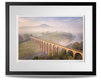 Leaderfoot Viaduct, River Tweed & Eildon Hills, Scotland - A3 (50x40cm) Framed Scottish Fine Art Photo Print by Neil Barr