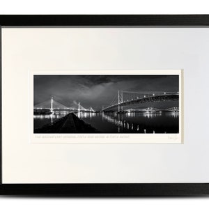 The Three Forth Road & Rail Bridges Scotland Mono - A4 (30x40cm) Framed and Unframed - Scottish Landscape Photo Print – Scotland Gift