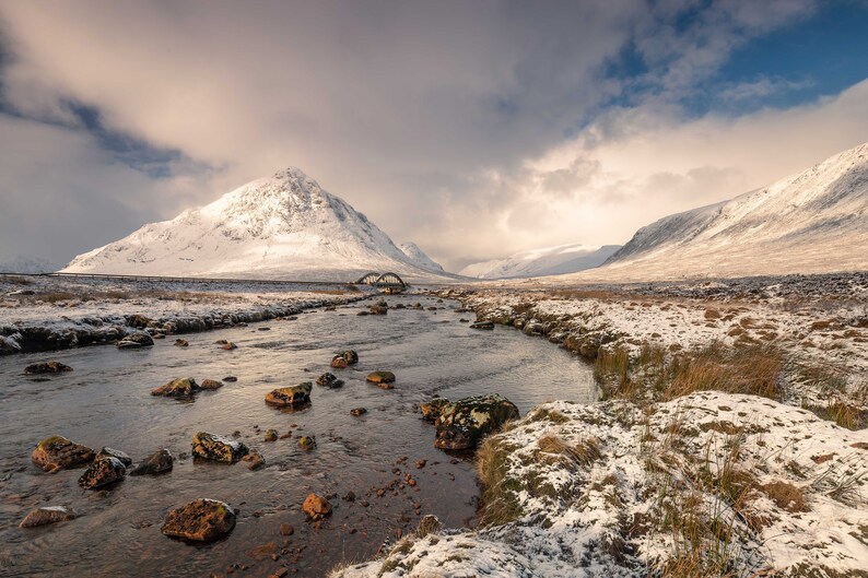 A6 Buachaille Etive M\u00f2r A6 Scotland Framed Scottish Fine Art Photo Print by Neil Barr of NB Photography Glen Coe in snow 7 x 5