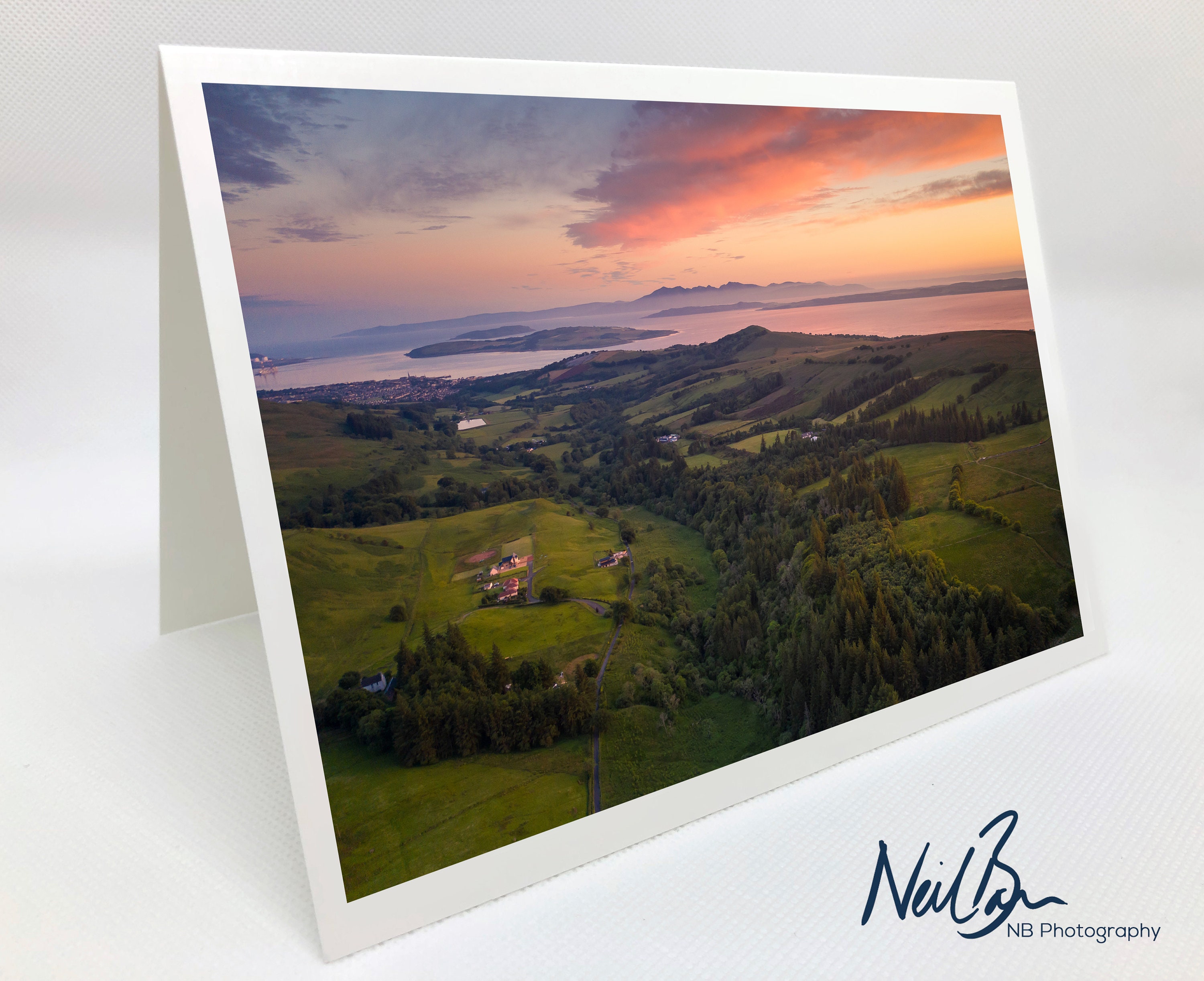 Arran, Cumbrae & Largs from Brisbane Glen, Ayrshire - Scotland Landscape Greeting Card - Blank Inside