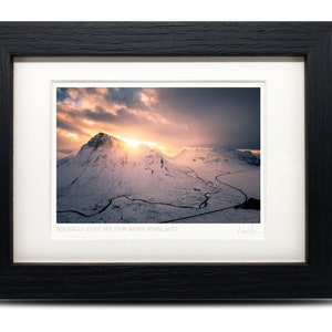 Buachaille Etive Mòr, Glen Coe in the snow, Scotland - A6 (7&quot; x 5&quot;) Framed Scottish Fine Art Photo Print by Neil Barr of NB Photography