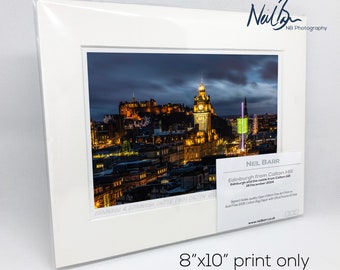 Edinburgh from Calton Hill at Christmas, Scotland - A5 (10" x 8") Unframed Scottish Fine Art Photo Print by Neil Barr of NB Photography