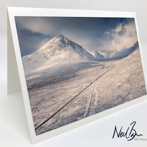 Buachaille Etive Mòr (Stob Dearg) Glen Coe in Snow - Scotland Greeting Card by Scottish Landscape Photographer Neil Barr - Blank Inside