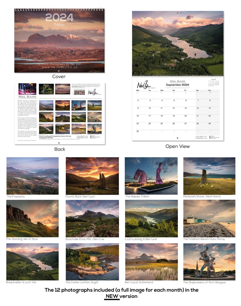 Scotland Calendar 2024 A3 open A4 folded Scottish Landscape Photography