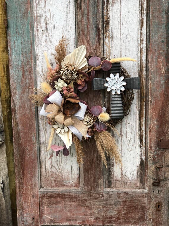 Dried Flower Wreath Boho Style Dried Flowers Succulents Etsy