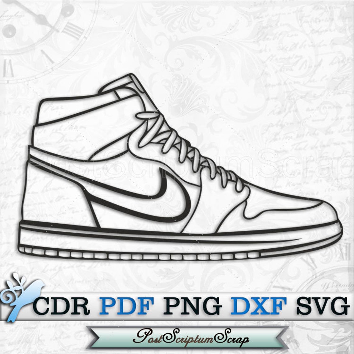 Air jordan svg shoes clipart basketball vector cricut trendy Etsy