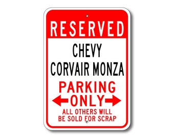 Corvair Monza Cartel de aparcamiento, Corvair Sign, Corvair Monza Sign, Corvair Monza Gift, Corvair Monza, Monza, Metal Chevy Cartel de aparcamiento