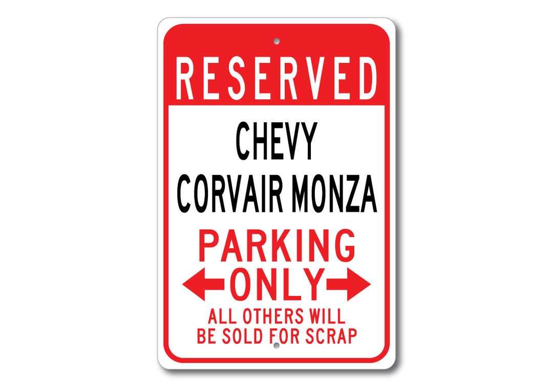 Chevy Corvair Monza Parking Sign, Corvair Monza Gift, Corvair