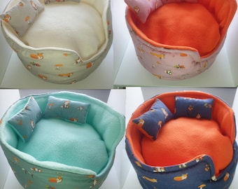 Vaso de 10" para mascotas pequeñas // Conejillo de Indias // Vaso para acurrucarse // Cama de vellón suave // Almohadilla extraíble // Erizo // Chinchilla
