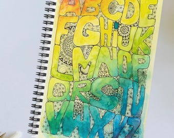 Back to School Spiral Notebook for students rainbow alphabet return to class room gift teacher journal