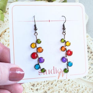 Rainbow Stained Glass Resin Earrings Lightweight Colorful gift multi color pride earrings LGTBQ