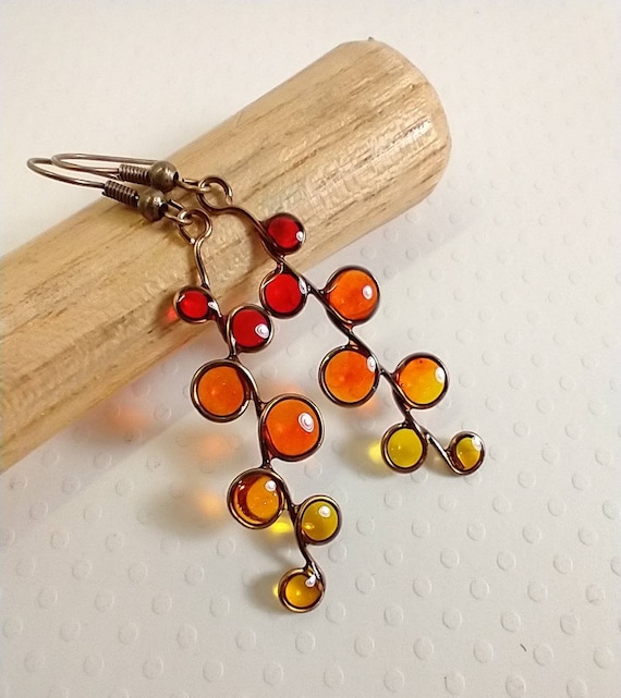 Sunset Stained Glass Earrings Suncatcher Earring Beach Etsy