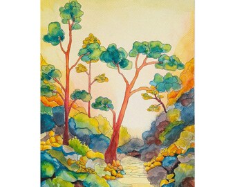 Nursery Decor Watercolor Landscape Fine Art Print