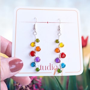 Rainbow Stained Glass Resin Earrings: colorful pride month