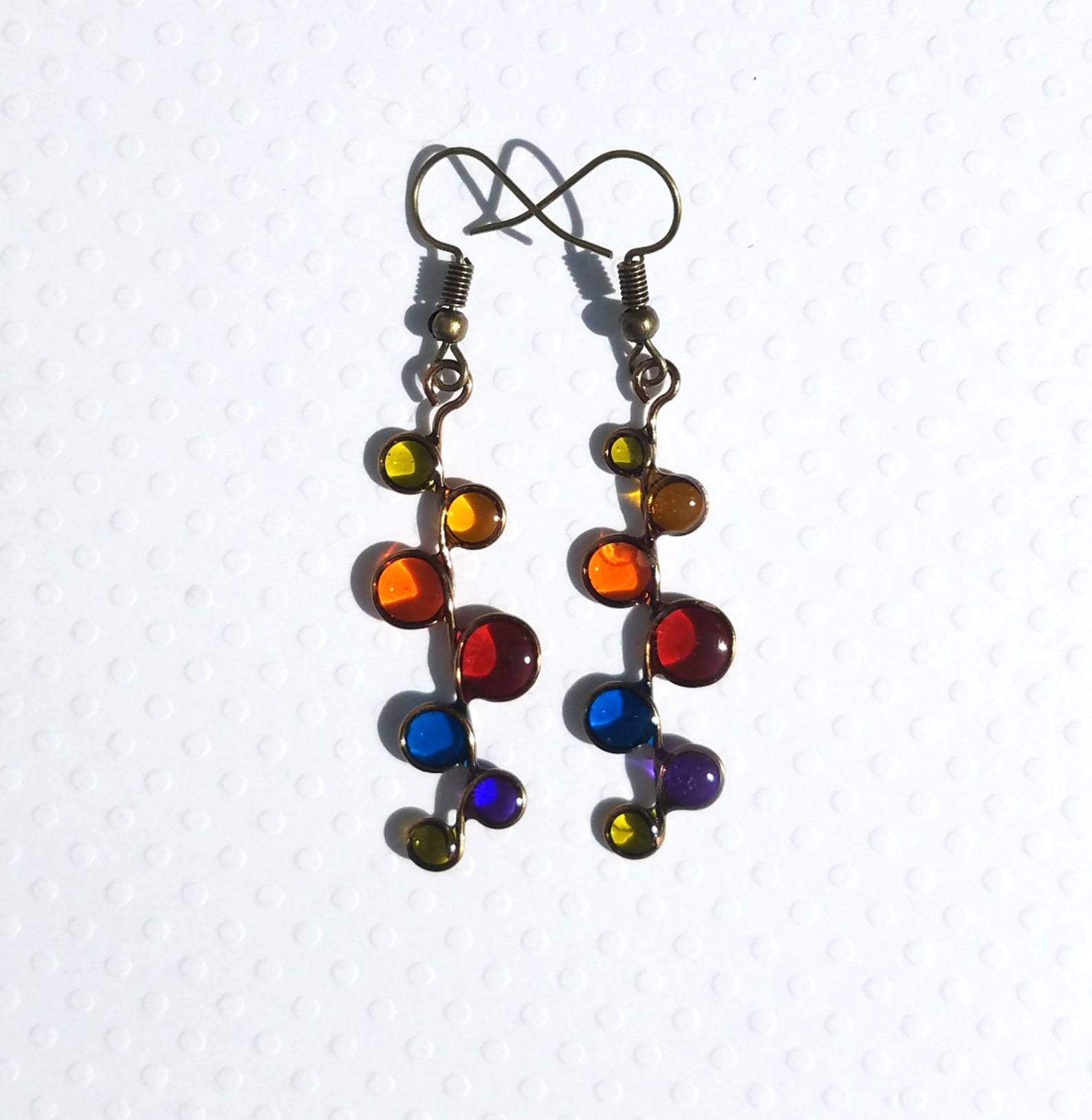 Rainbow Stained Glass Earrings Rainbow Resin Earrings Etsy
