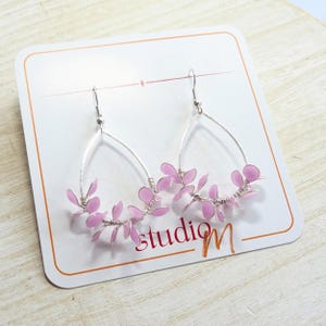 Glow in the Dark Flower Earrings: Color Shifting Pink to Purple, Handmade