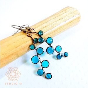 ocean blue stained glass earring | bubble earring | aqua earrings | blue earrings | stain glass earrings | something blue