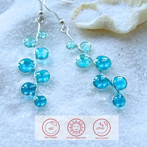 Ocean Inspired Jewelry Collection Handmade Resin Set Turquoise Necklace Earring Matching Pair Teal Wave Design Beach Accessory Women Cruise Vacation Essential Stained Glass Effect Lightweight Comfortable Wear Perfect Gift Ocean Lover