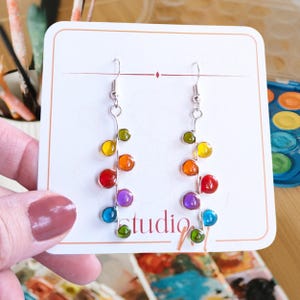 rainbow stained glass earrings for teacher back to school gift rainbow maker confetti resin earrings stain glass jewelry