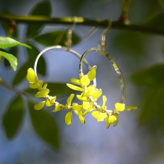 Glow in the Dark Earrings Flower Hoops With Petals Glow Earring