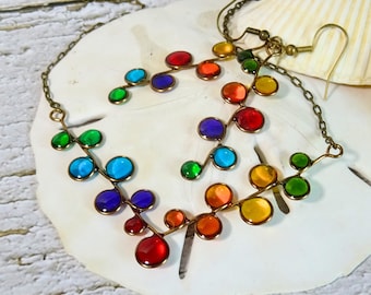 jewelry gift Set rainbow earrings and necklace for pride month