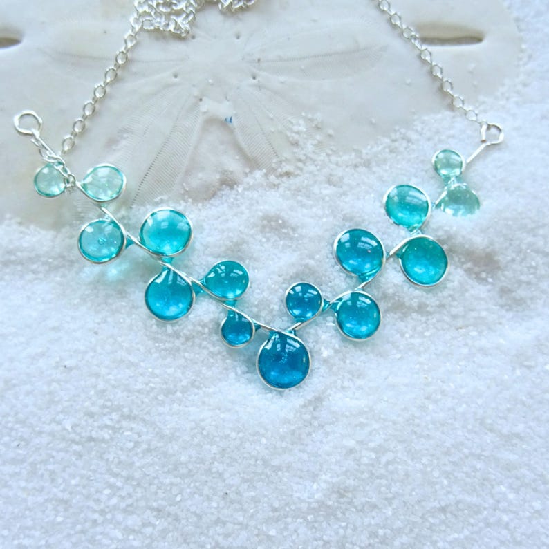 Teal Wave Design Jewelry Set Handmade Resin Necklace Earring Collection Turquoise Ocean Inspired Beach Accessory Women Cruise Vacation Essential Perfect Travel Companion Lightweight Comfortable Wear Stained Glass Effect Coastal Style Gift