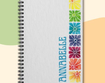 Custom Name Spiral Notebook Rainbow Floral Journal Personalized School Notebook Student Planner Teacher Appreciation Gift Back to School