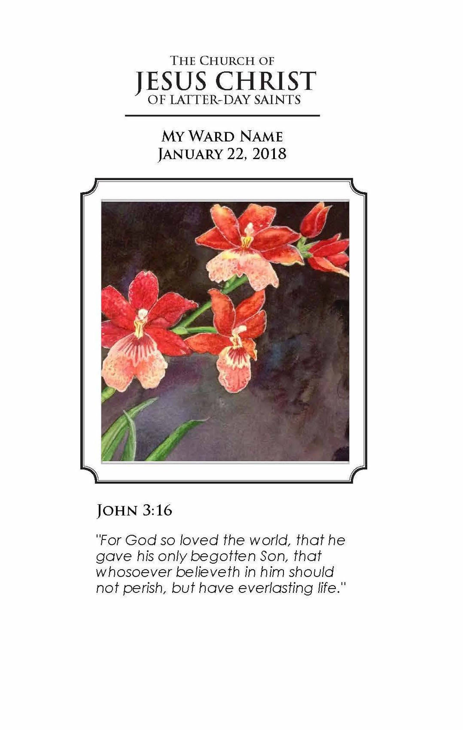 LDS Church Program Template Editable with Watercolor Etsy
