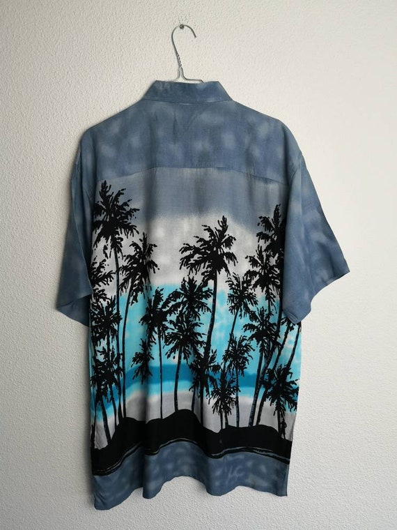Vintage 90's overhemd / Hawaii / print / blauw / … - image 8