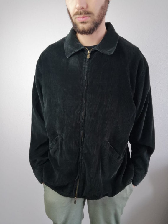 Vintage jas / winterjas / rib ribstof zwart L / large | Etsy