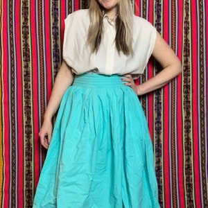 Vintage skirt - green / turquoise - cotton - 36/S/small