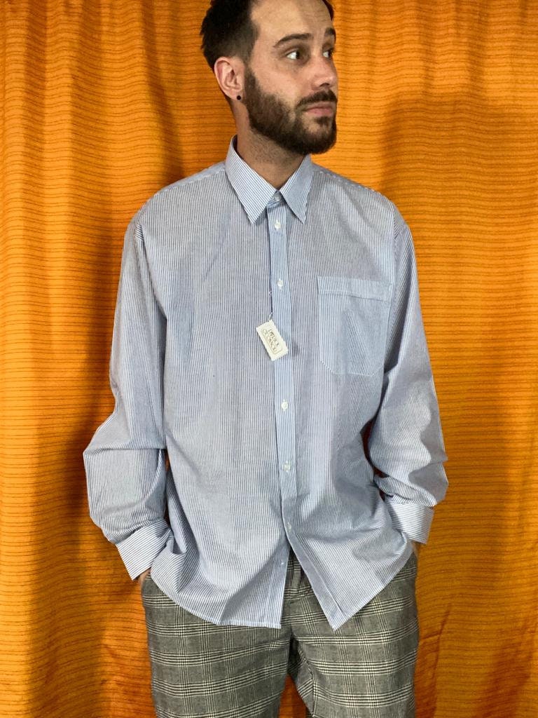 1950s Mens Deadstock White Shirt with Embroidered Birds main image 0