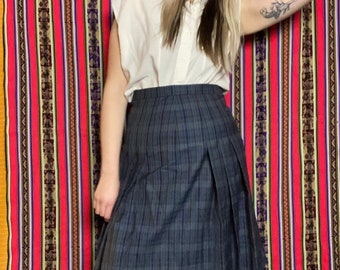 Vintage skirt - school uniform style - checkered - M/38