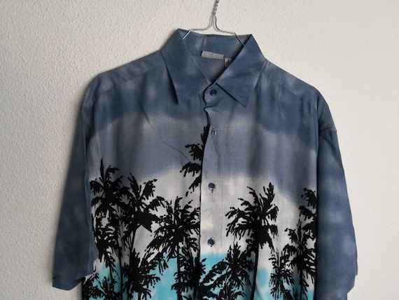 Vintage 90's overhemd / Hawaii / print / blauw / … - image 5