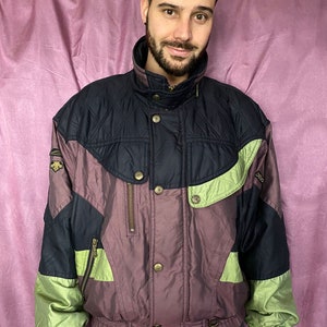 Vintage Jacke - Skijacke - Winterjacke - Print - mehrfarbig - (X)XL - 56 - 80er/90er