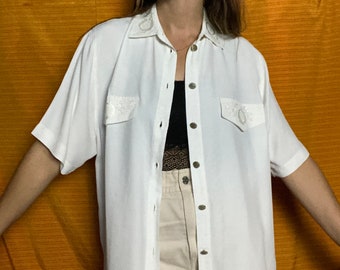 vintage blouse - off white - embroidery collar