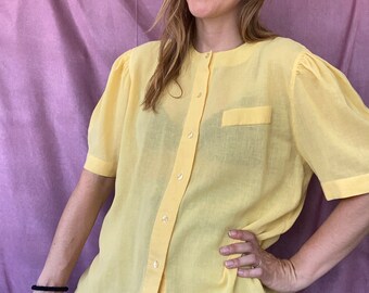 Vintage gelbe Bluse / Hemd - L/40/groß