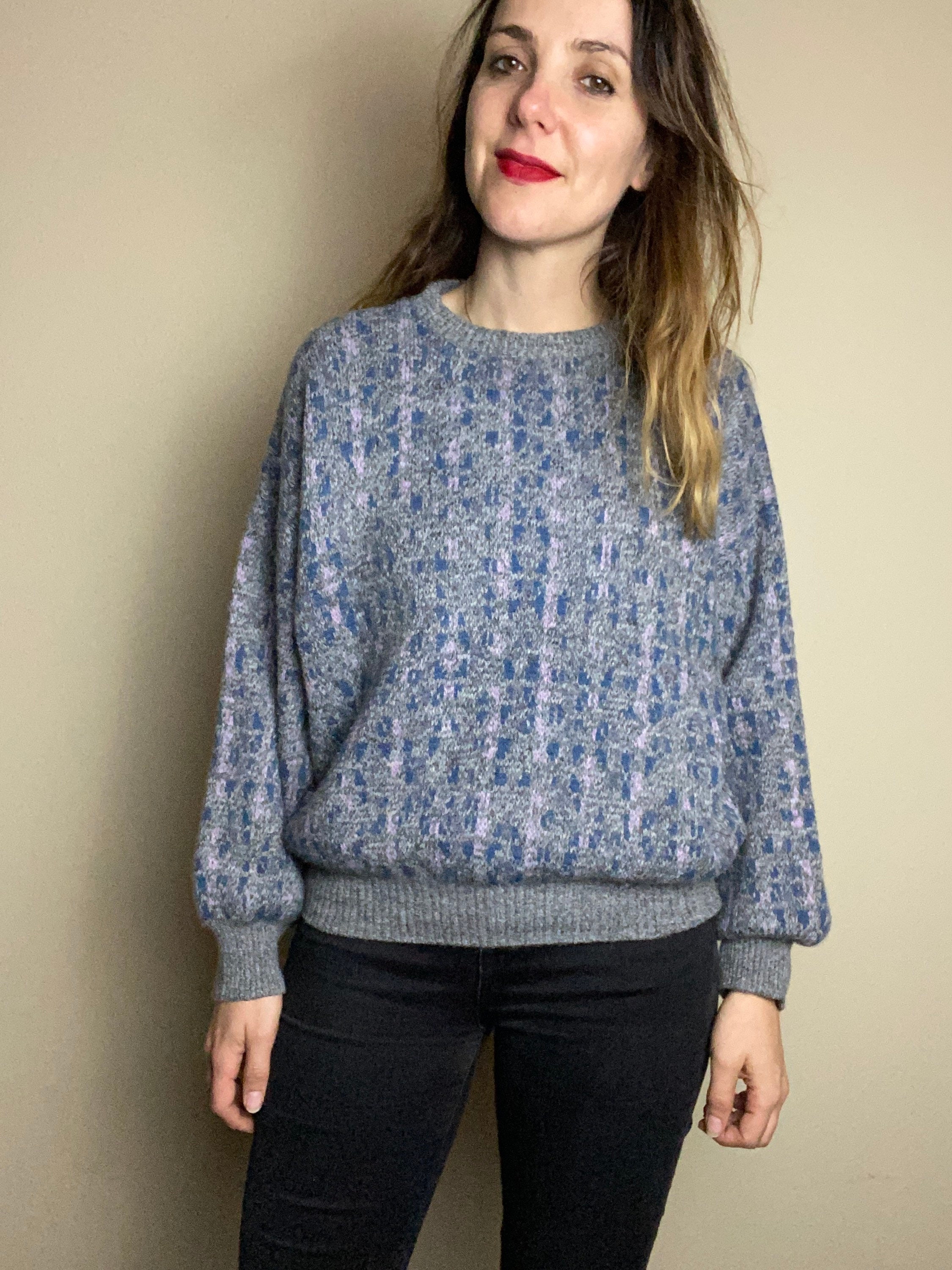 Vintage Sweater Blue / Grey Knitwear 